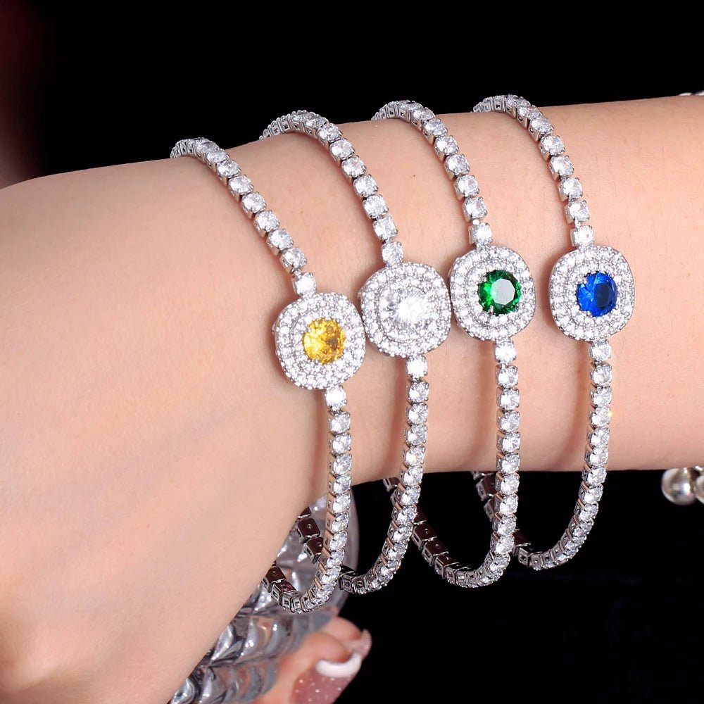 Jewellery Set4 Color Square Tennis Bracelets CB326 - WS JewelleryBraceletBridal BraceletTennis Bracelet
