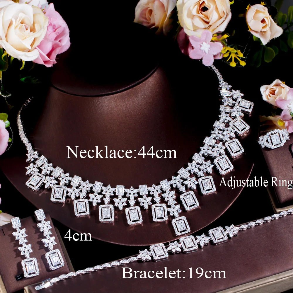 Jewellery Set4Pcs Square Banquet Bridal Jewelry Sets T648 - WS JewelleryBridal Jewelery SetElegant Jewelery SetJewellery Set