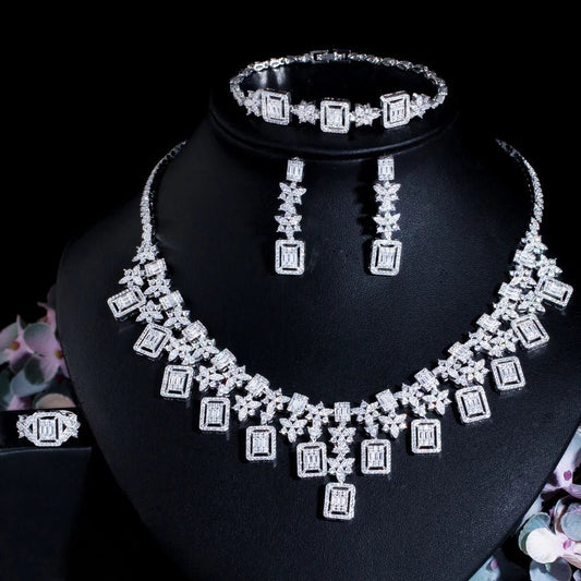 Jewellery Set4Pcs Square Banquet Bridal Jewelry Sets T648 - WS JewelleryBridal Jewelery SetElegant Jewelery SetJewellery Set