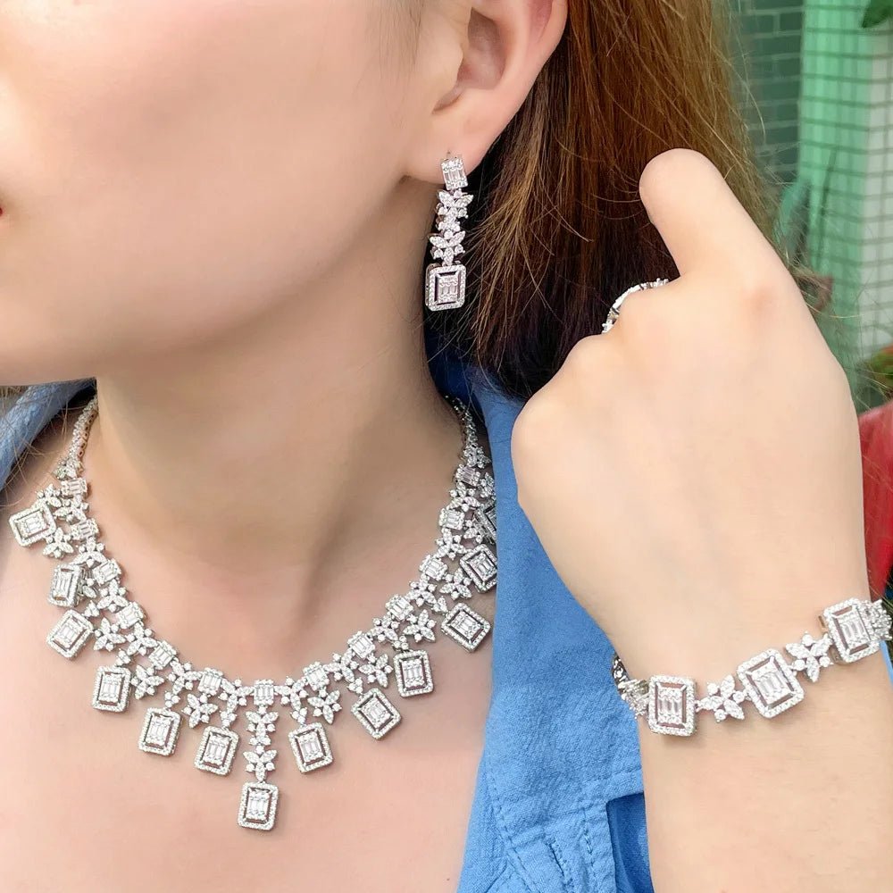 Jewellery Set4Pcs Square Banquet Bridal Jewelry Sets T648 - WS JewelleryBridal Jewelery SetElegant Jewelery SetJewellery Set