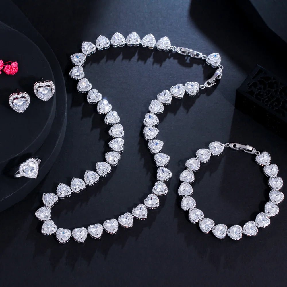 Jewellery Set4pcs Royal Heart Shape Jewelry Sets T580 - 3 Colors - WS JewelleryBridal Jewelery SetElegant Jewelery SetJewelery Set