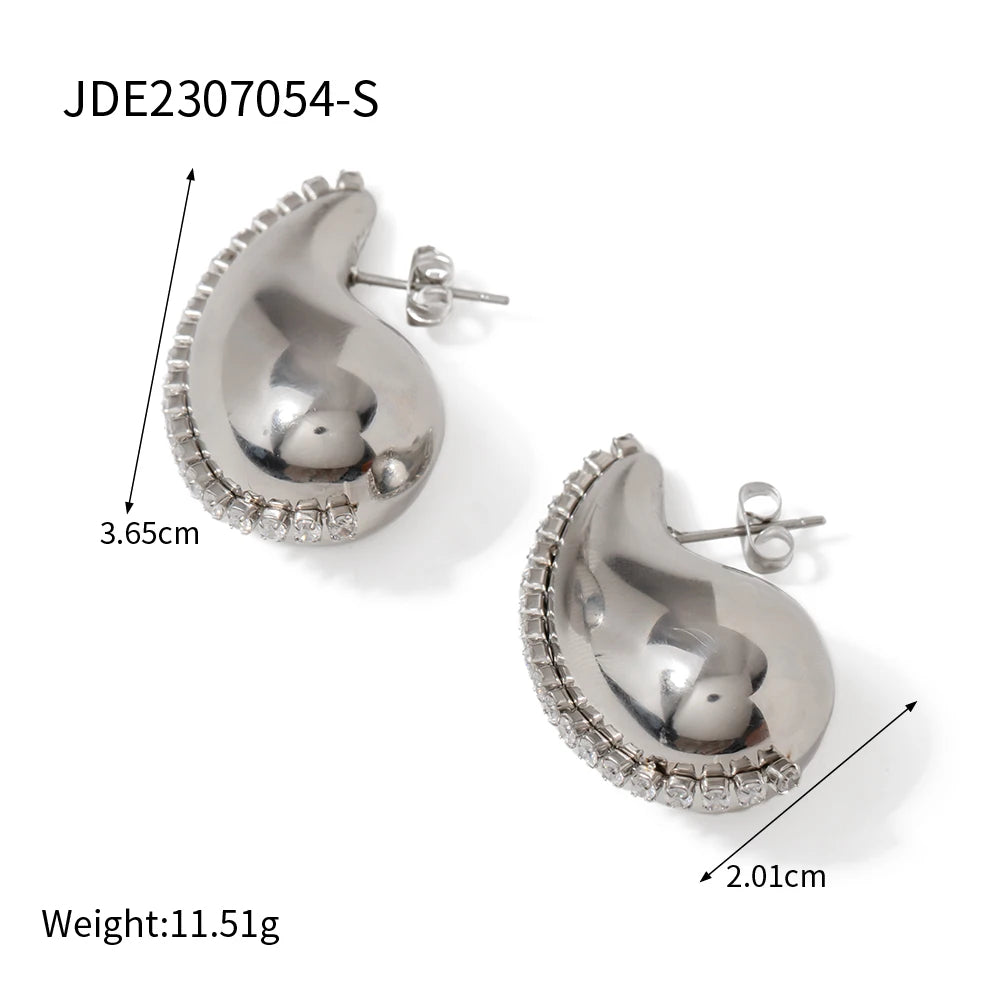 Stainless Steel Waterproof Drop Half Empty Stud Earrings Necklaces - Multiple - WS JewelleryStainless Steel