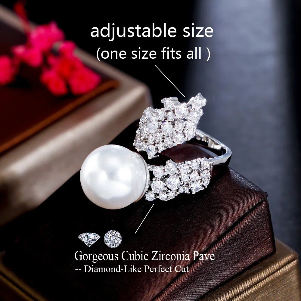RingsBig Pearl Bridal Rings R230 - WS JewelleryBridal RingCocktail RingRing