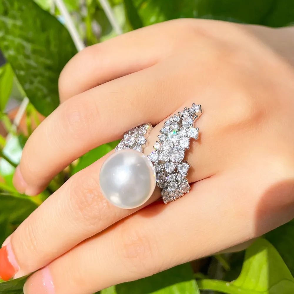 RingsBig Pearl Bridal Rings R230 - WS JewelleryBridal RingCocktail RingRing
