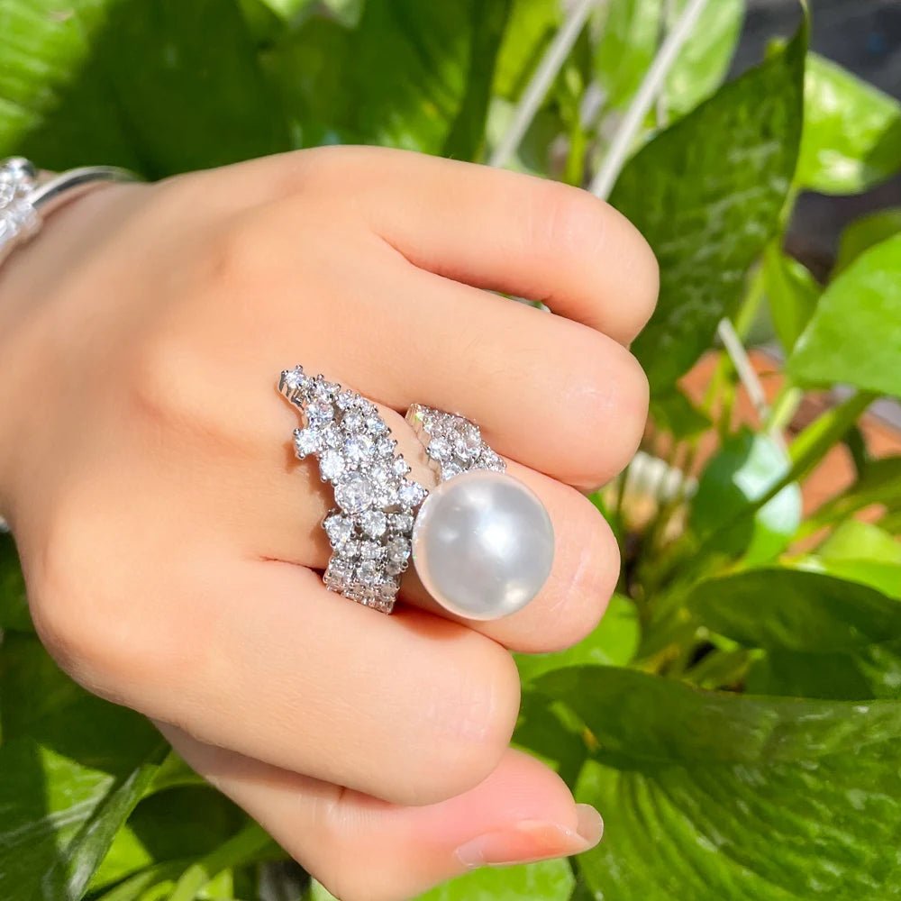 RingsBig Pearl Bridal Rings R230 - WS JewelleryBridal RingCocktail RingRing