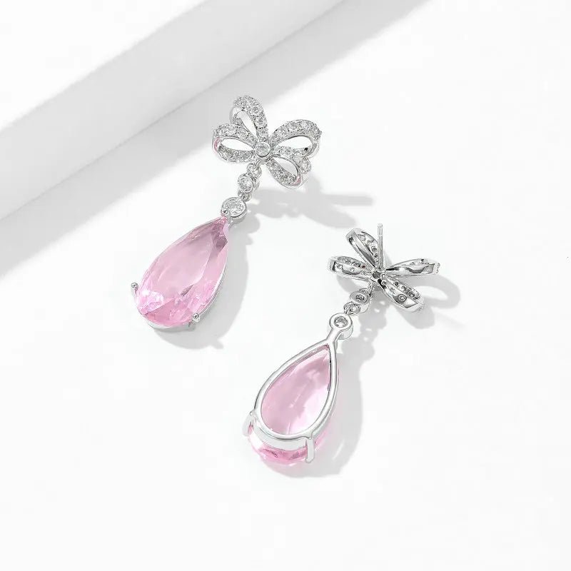 EarringsBow Knot Droplet Earrings Pink - WS JewelleryEarring