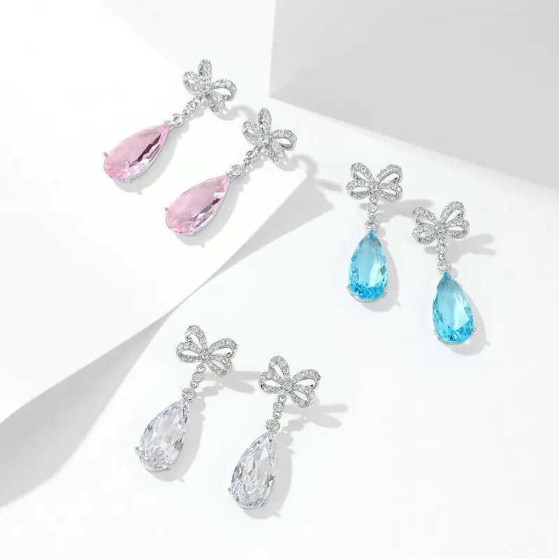 EarringsBow Knot Droplet Earrings Pink - WS JewelleryEarring