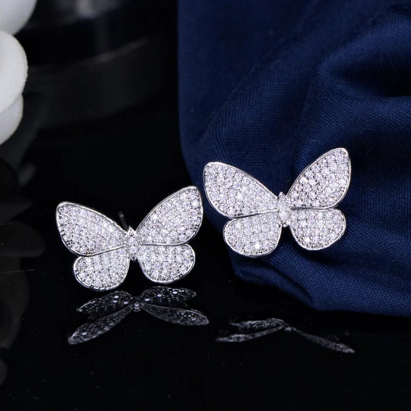 EarringsButterfly Shape Stud Earrings CZ163 - WS JewelleryBridal EarringButterfly EarringEarring