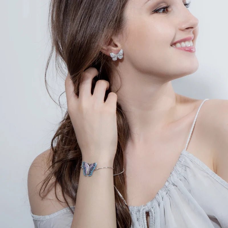 EarringsButterfly Shape Stud Earrings CZ163 - WS JewelleryBridal EarringButterfly EarringEarring