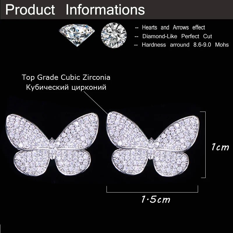 EarringsButterfly Shape Stud Earrings CZ163 - WS JewelleryBridal EarringButterfly EarringEarring