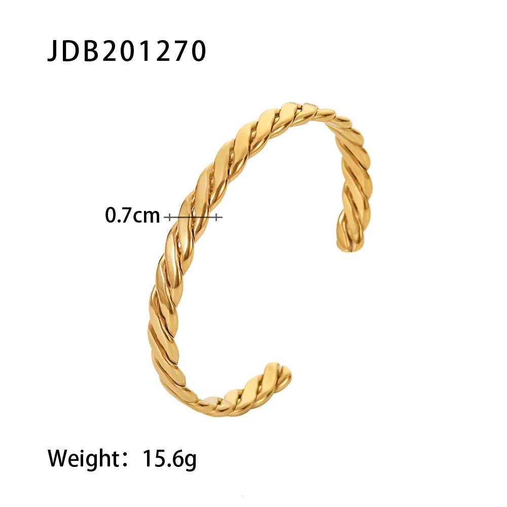 Classic 18k Gold Plated Cuff Stainless Steel Waterproof Open Bracelet Bangles - WS JewelleryStainless Steel