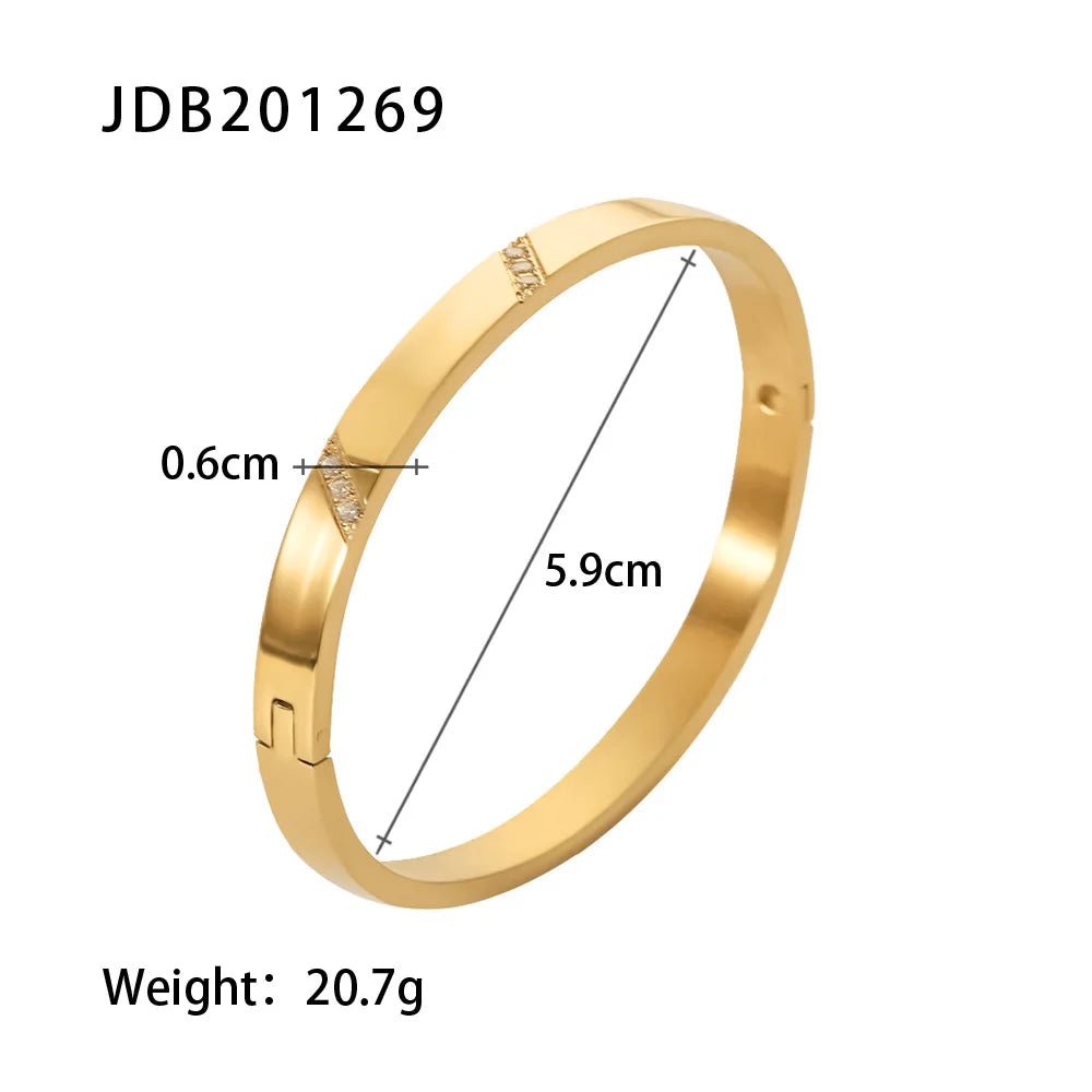 Classic 18k Gold Plated Cuff Stainless Steel Waterproof Open Bracelet Bangles - WS JewelleryStainless Steel