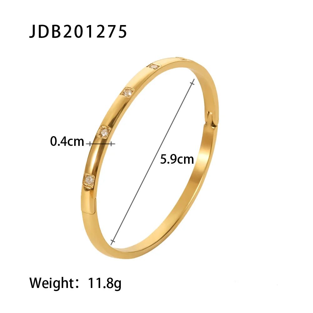 Classic 18k Gold Plated Cuff Stainless Steel Waterproof Open Bracelet Bangles - WS JewelleryStainless Steel