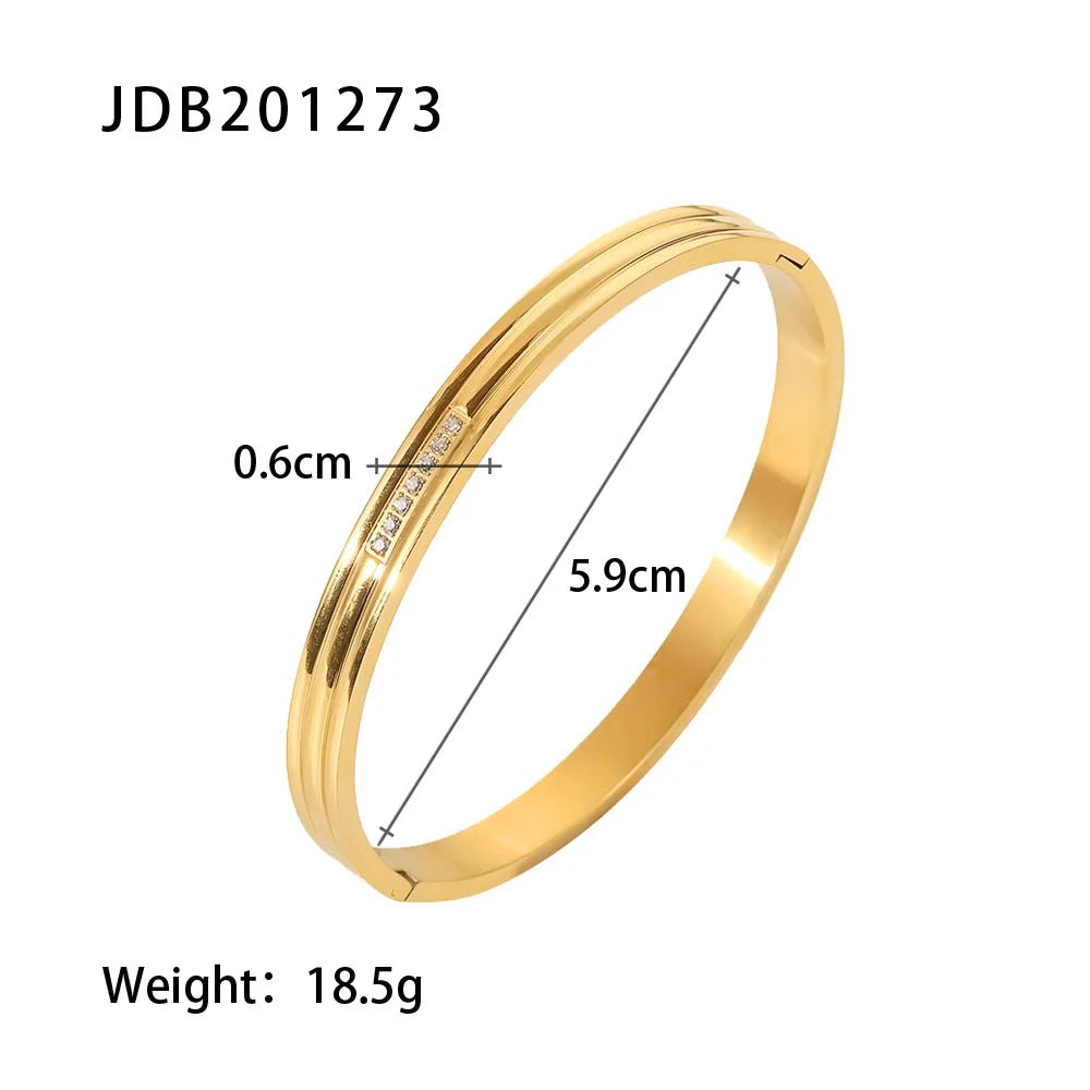 Classic 18k Gold Plated Cuff Stainless Steel Waterproof Open Bracelet Bangles - WS JewelleryStainless Steel