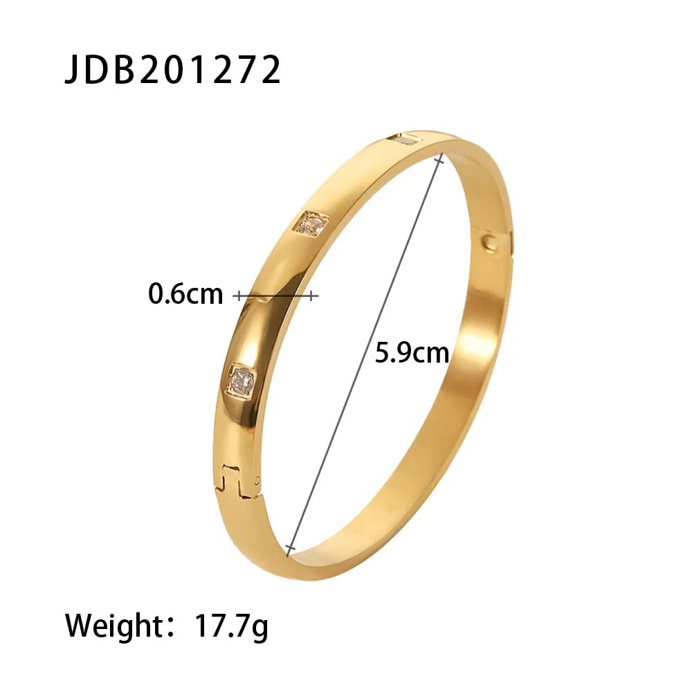 Classic 18k Gold Plated Cuff Stainless Steel Waterproof Open Bracelet Bangles - WS JewelleryStainless Steel