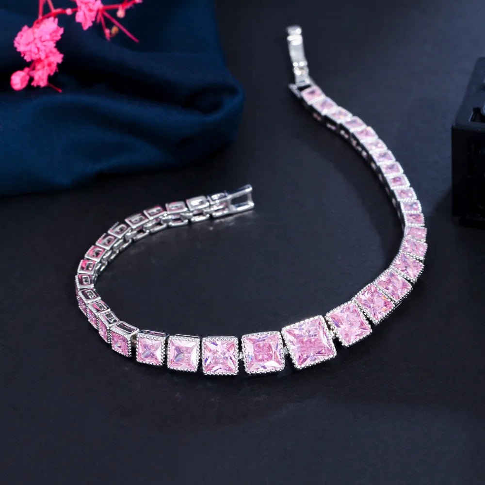 BraceletsClassic Pink Tennis Chain Bracelets CB285 - WS JewelleryBraceletBridal BraceletTennis Bracelet