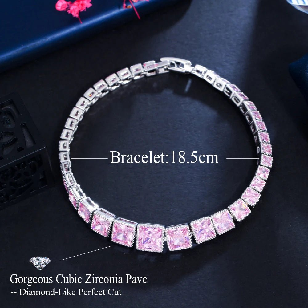 BraceletsClassic Pink Tennis Chain Bracelets CB285 - WS JewelleryBraceletBridal BraceletTennis Bracelet