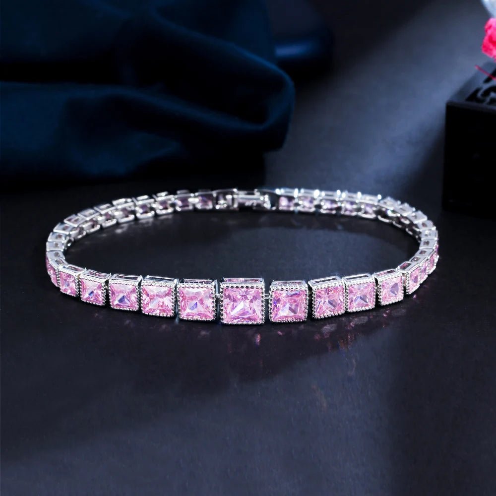 BraceletsClassic Pink Tennis Chain Bracelets CB285 - WS JewelleryBraceletBridal BraceletTennis Bracelet
