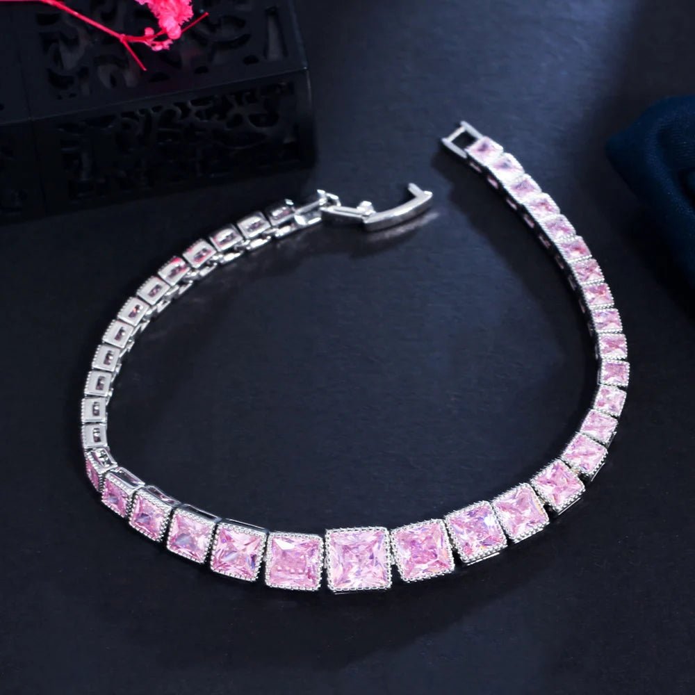 BraceletsClassic Pink Tennis Chain Bracelets CB285 - WS JewelleryBraceletBridal BraceletTennis Bracelet