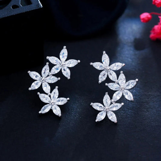 EarringsCluster Flower Leaf Stud Earrings CZ933 - WS JewelleryBridal EarringEarringLuxury Earring