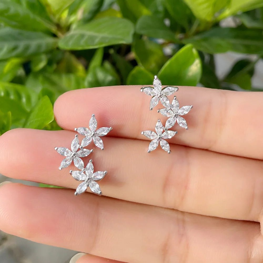 EarringsCluster Flower Leaf Stud Earrings CZ933 - WS JewelleryBridal EarringEarringLuxury Earring