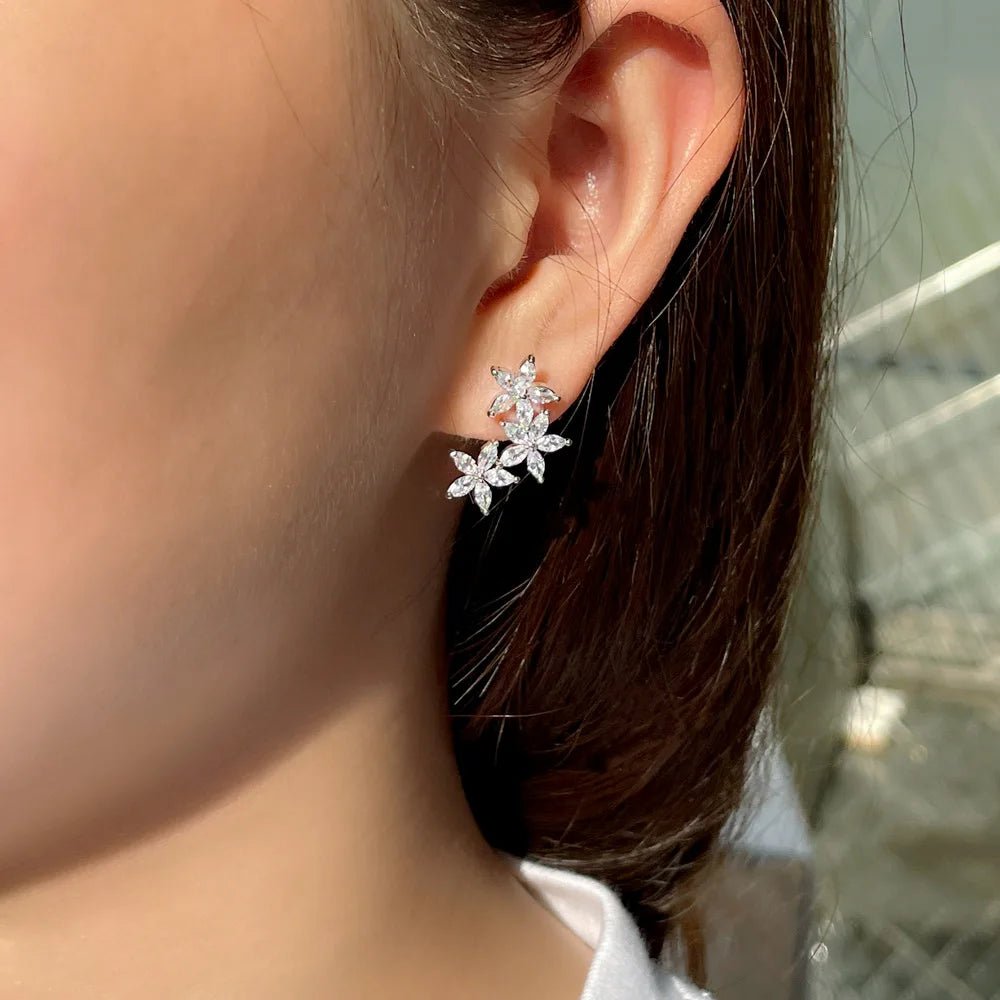EarringsCluster Flower Leaf Stud Earrings CZ933 - WS JewelleryBridal EarringEarringLuxury Earring