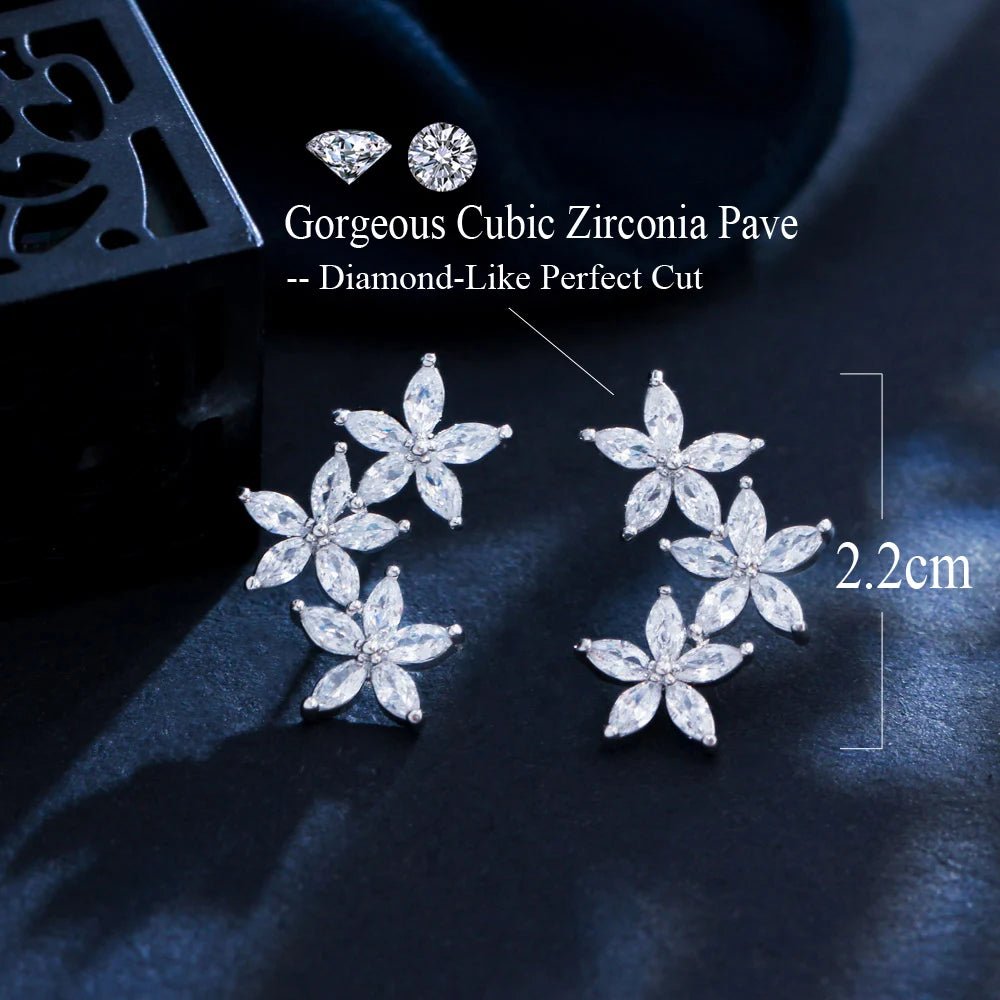 EarringsCluster Flower Leaf Stud Earrings CZ933 - WS JewelleryBridal EarringEarringLuxury Earring