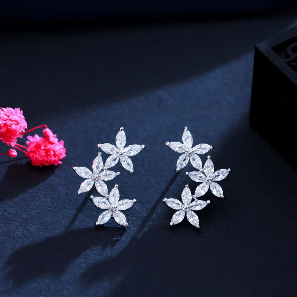 EarringsCluster Flower Leaf Stud Earrings CZ933 - WS JewelleryBridal EarringEarringLuxury Earring