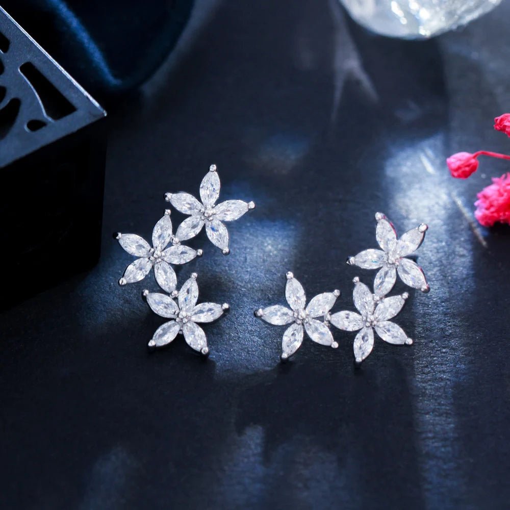 EarringsCluster Flower Leaf Stud Earrings CZ933 - WS JewelleryBridal EarringEarringLuxury Earring