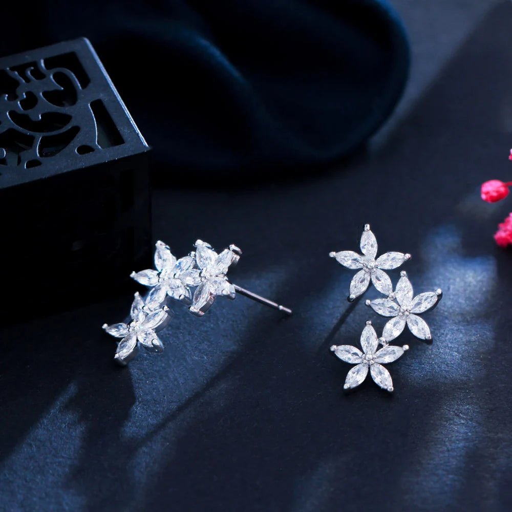 EarringsCluster Flower Leaf Stud Earrings CZ933 - WS JewelleryBridal EarringEarringLuxury Earring