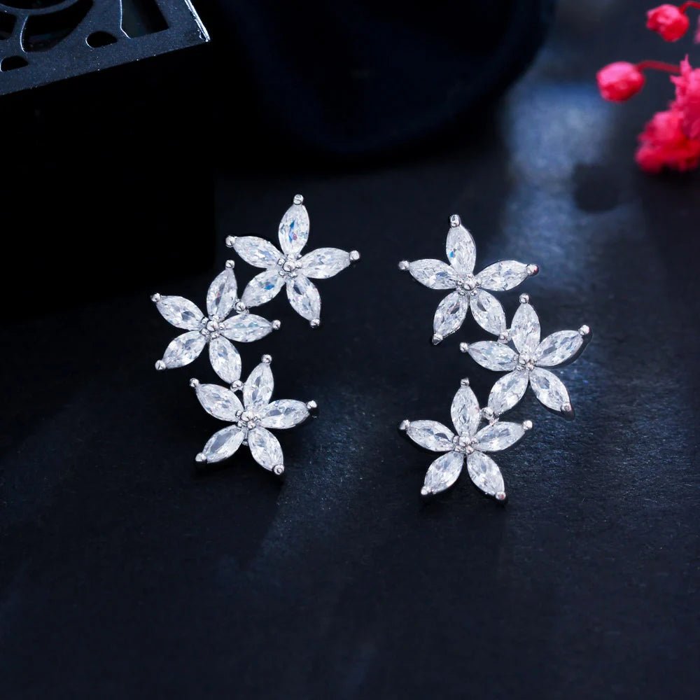 EarringsCluster Flower Leaf Stud Earrings CZ933 - WS JewelleryBridal EarringEarringLuxury Earring