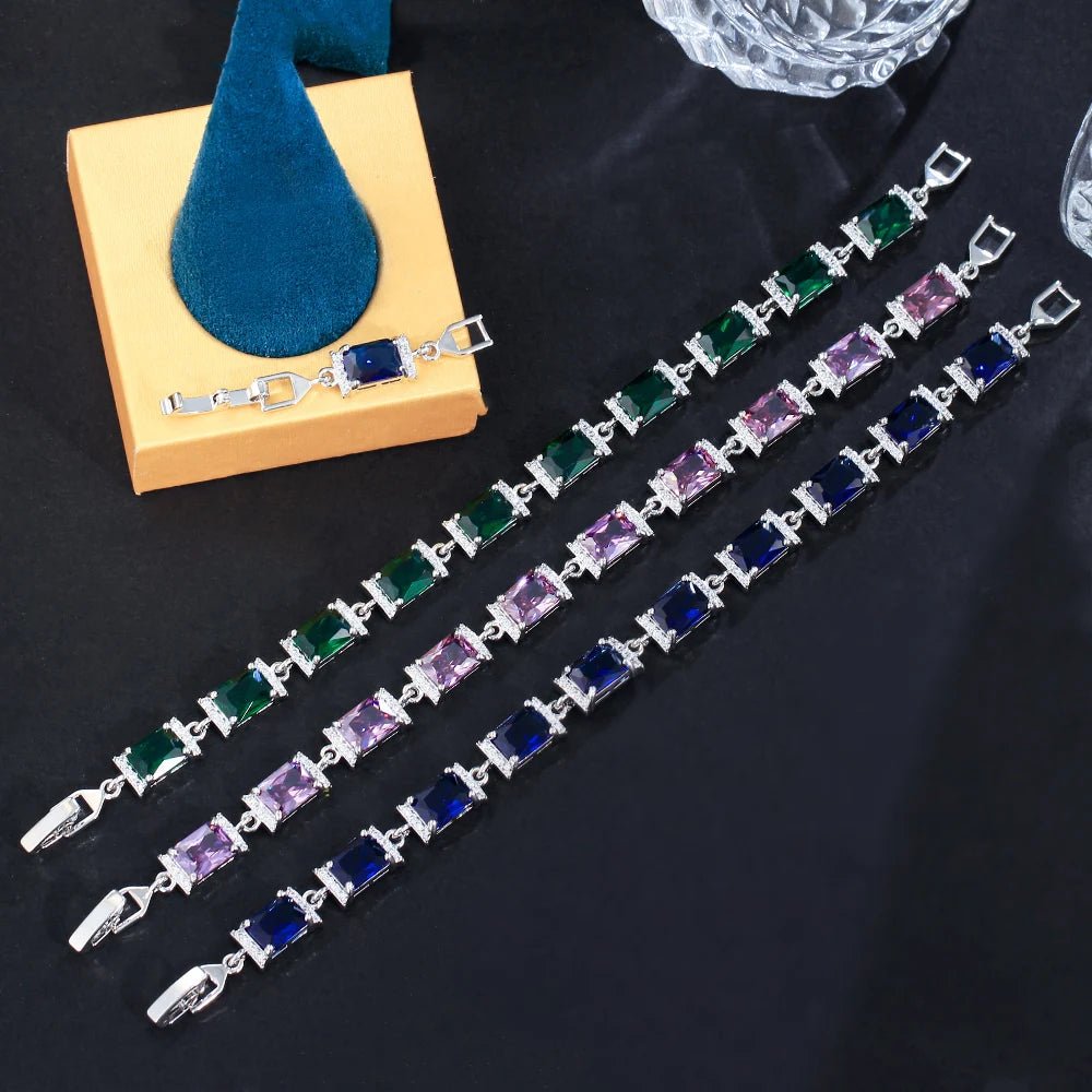 BraceletsColorful Rectangle Bracelets CB339 - WS JewelleryBraceletBridal BraceletTennis Bracelet