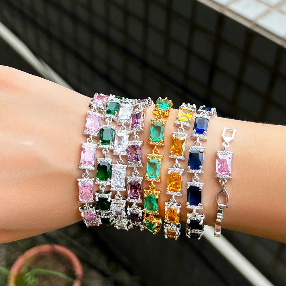BraceletsColorful Rectangle Bracelets CB339 - WS JewelleryBraceletBridal BraceletTennis Bracelet