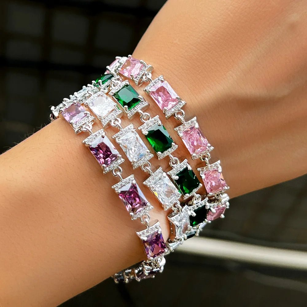 BraceletsColorful Rectangle Bracelets CB339 - WS JewelleryBraceletBridal BraceletTennis Bracelet