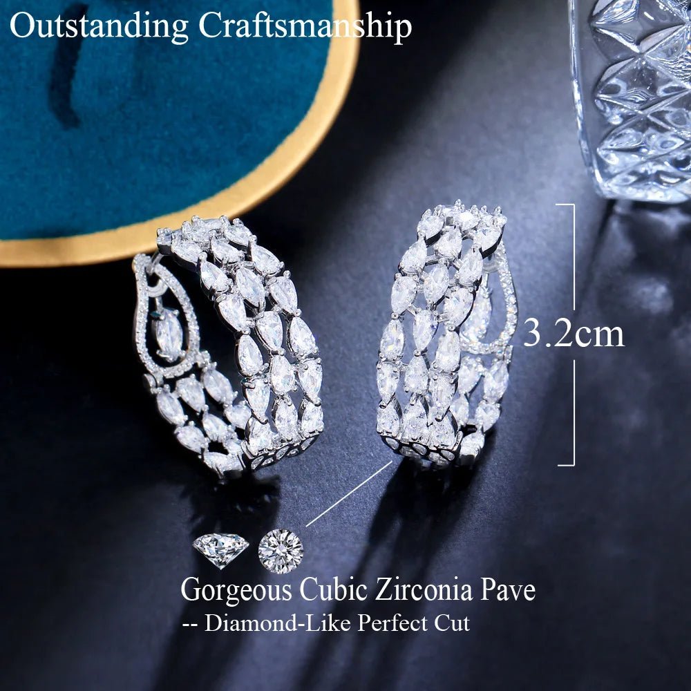 EarringsDouble Sided Paved Hoop Earrings CZ498 - WS JewelleryBridal EarringEarringLoop Earring
