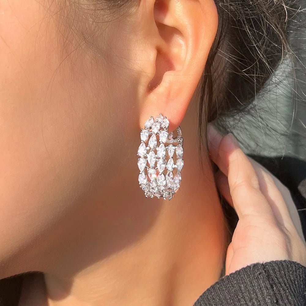 EarringsDouble Sided Paved Hoop Earrings CZ498 - WS JewelleryBridal EarringEarringLoop Earring