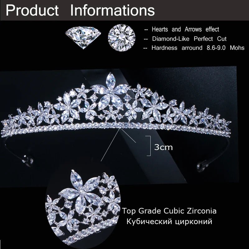TiarasElegant Marquise-Cut Flower Bridal Tiara A001 - WS JewelleryBridal TiaraHair AccessoriesQueen Tiara