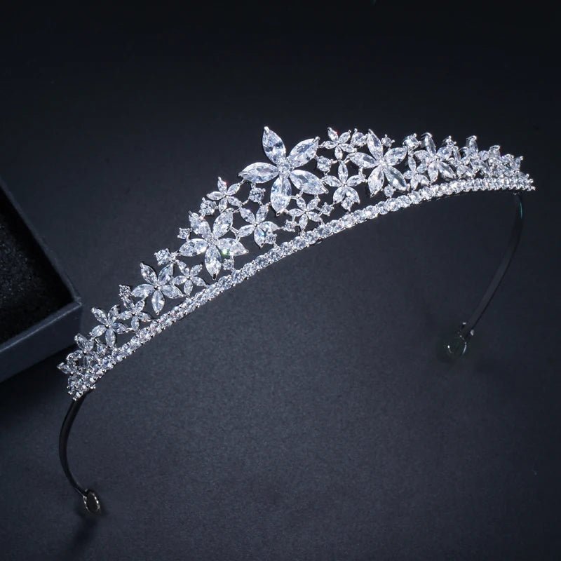 TiarasElegant Marquise-Cut Flower Bridal Tiara A001 - WS JewelleryBridal TiaraHair AccessoriesQueen Tiara