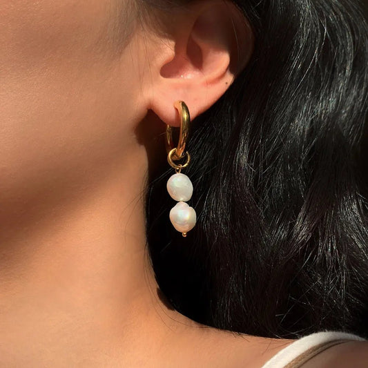 Freshwater Pearl Pendants Stainless Steel Earrings - WS JewelleryStainless Steel