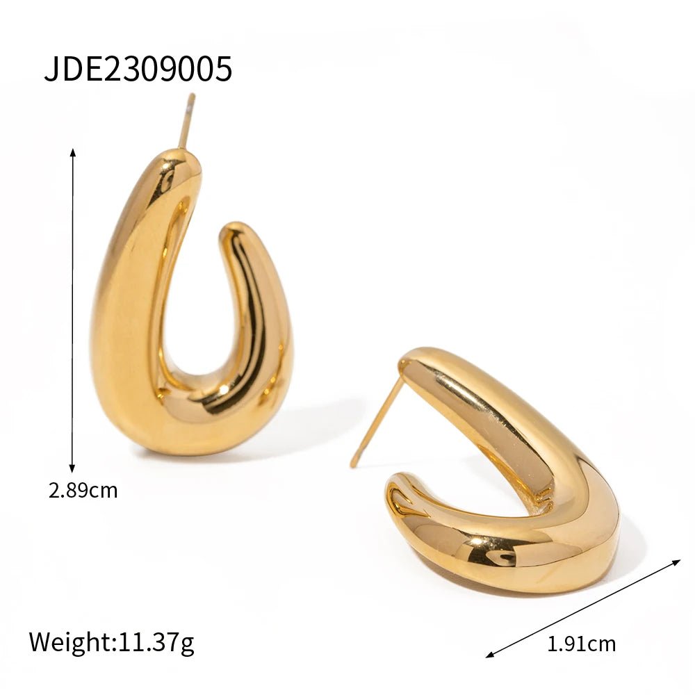 Geometric 18K GP Stainless Steel U Shape Hoop Earrings - WS JewelleryStainless Steel