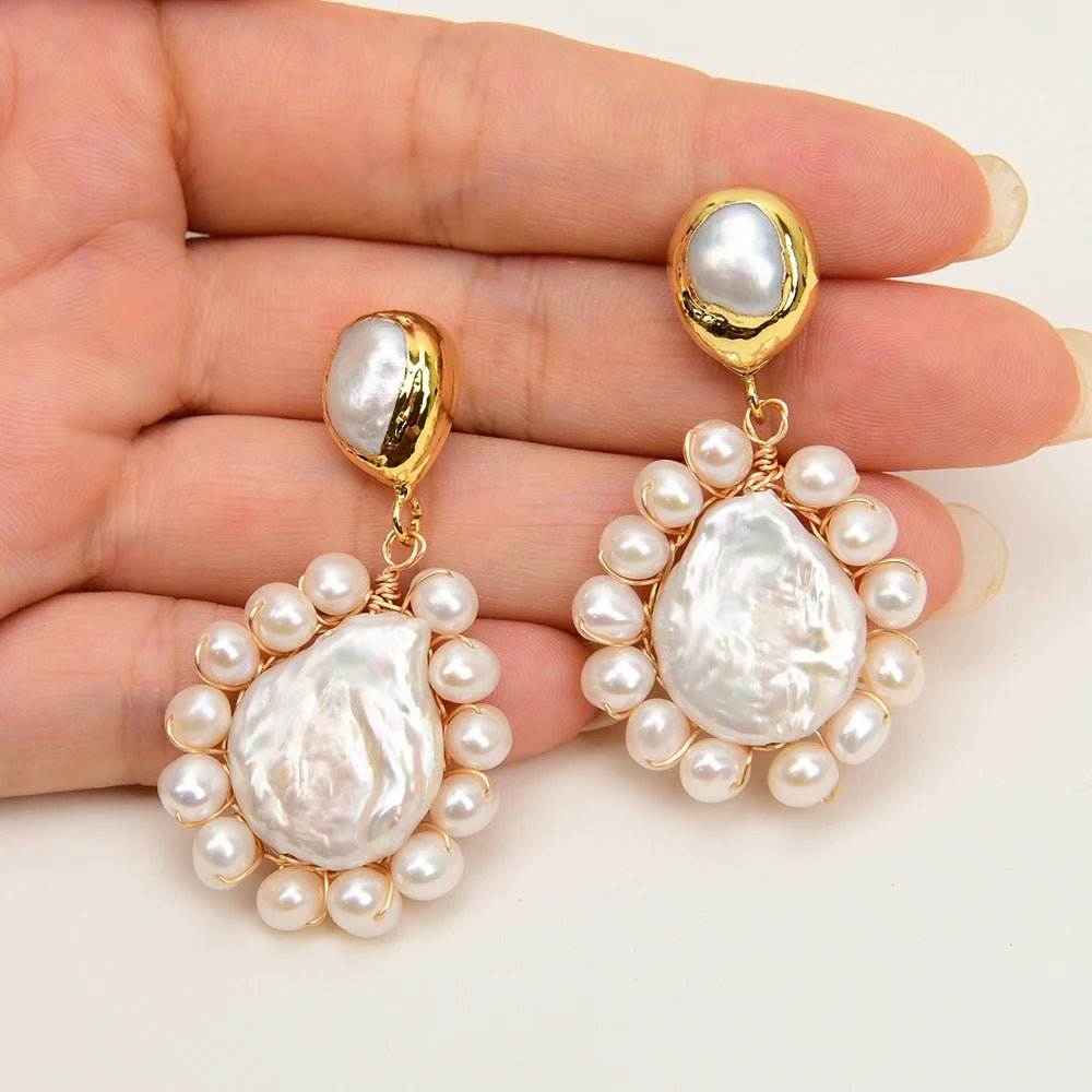 EarringsGold Plated Freshwater Teardrop Pearl Dangle Earrings - WS JewelleryNatural Stone ColelctionPearl Earring