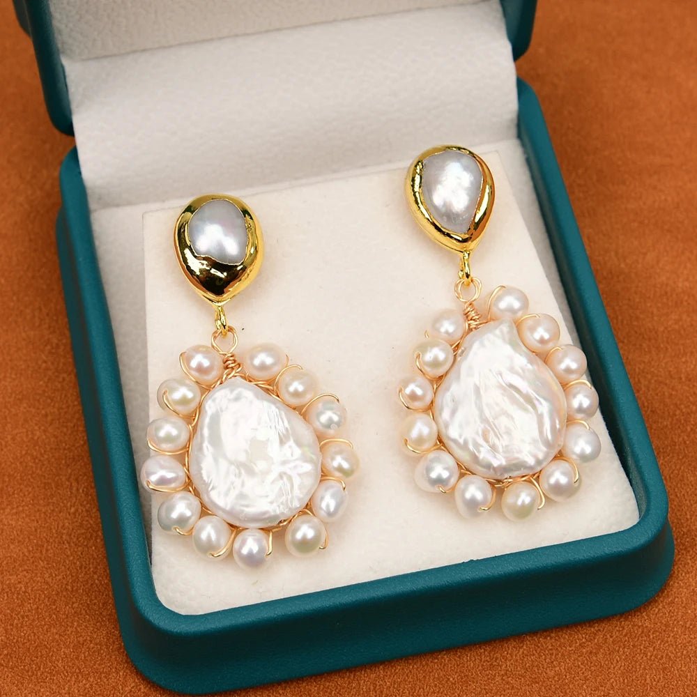EarringsGold Plated Freshwater Teardrop Pearl Dangle Earrings - WS JewelleryNatural Stone ColelctionPearl Earring