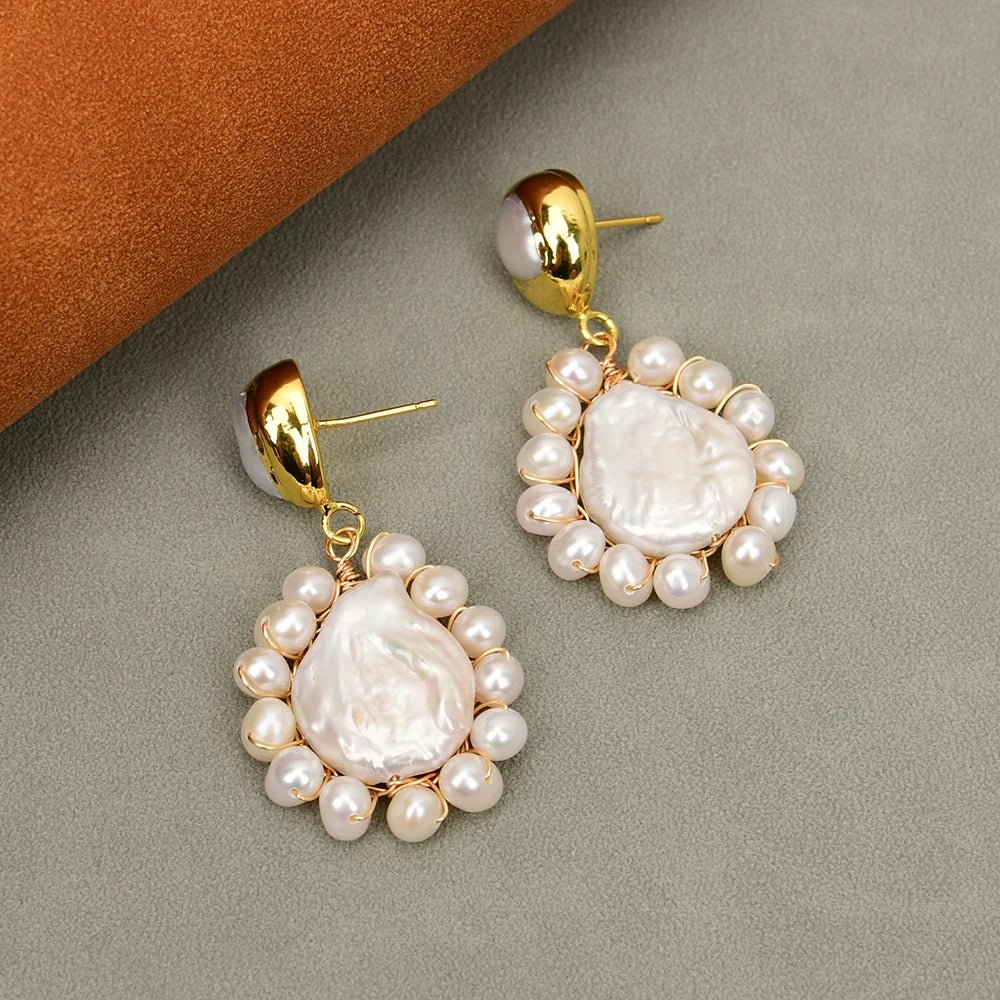 EarringsGold Plated Freshwater Teardrop Pearl Dangle Earrings - WS JewelleryNatural Stone ColelctionPearl Earring