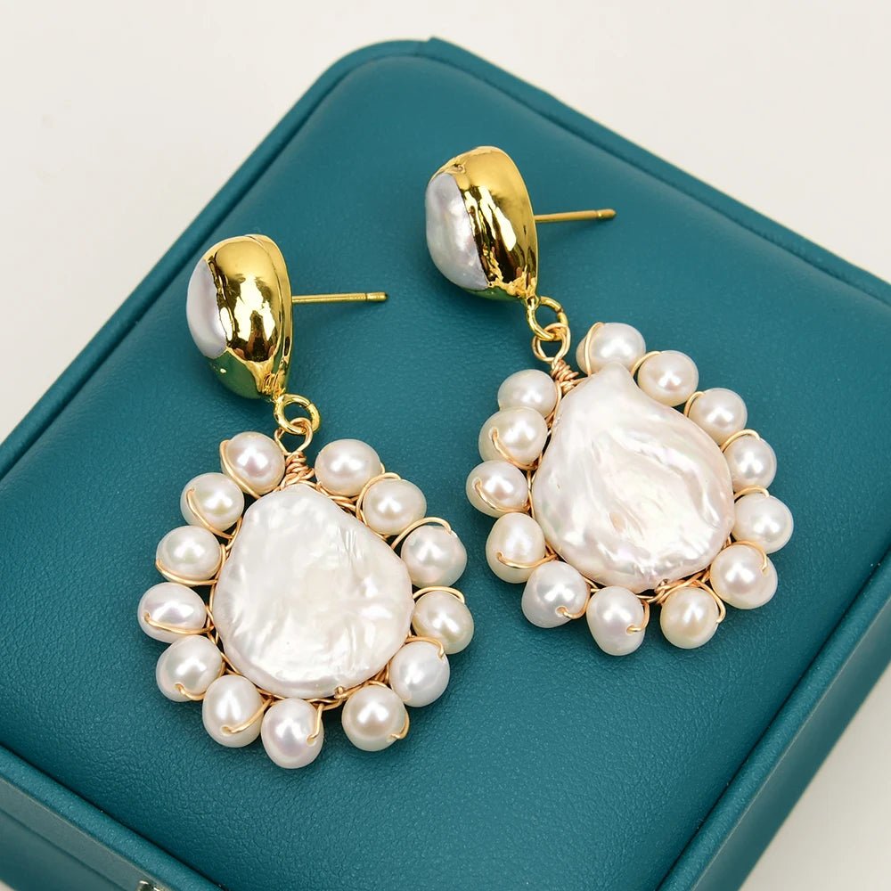 EarringsGold Plated Freshwater Teardrop Pearl Dangle Earrings - WS JewelleryNatural Stone ColelctionPearl Earring