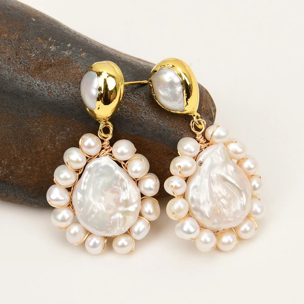 EarringsGold Plated Freshwater Teardrop Pearl Dangle Earrings - WS JewelleryNatural Stone ColelctionPearl Earring