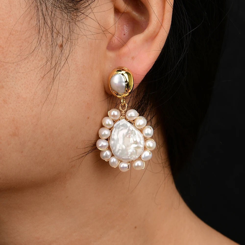 EarringsGold Plated Freshwater Teardrop Pearl Dangle Earrings - WS JewelleryNatural Stone ColelctionPearl Earring