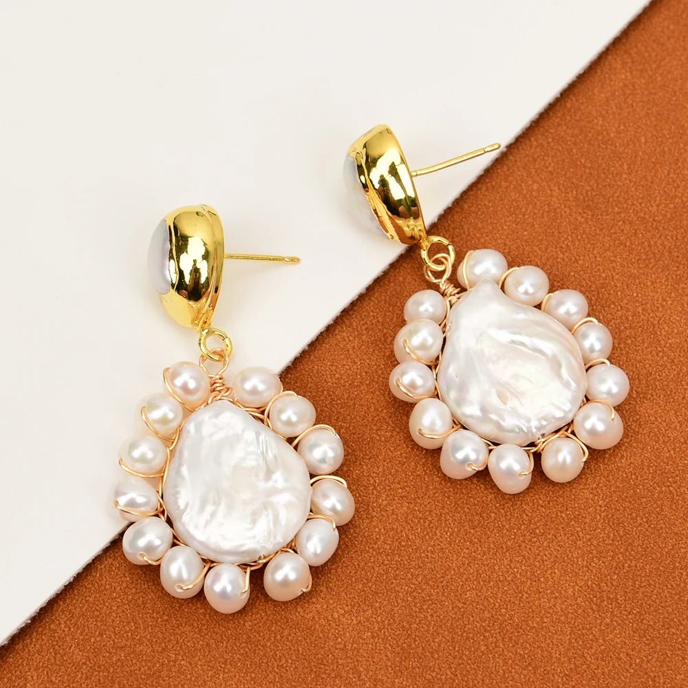 EarringsGold Plated Freshwater Teardrop Pearl Dangle Earrings - WS JewelleryNatural Stone ColelctionPearl Earring
