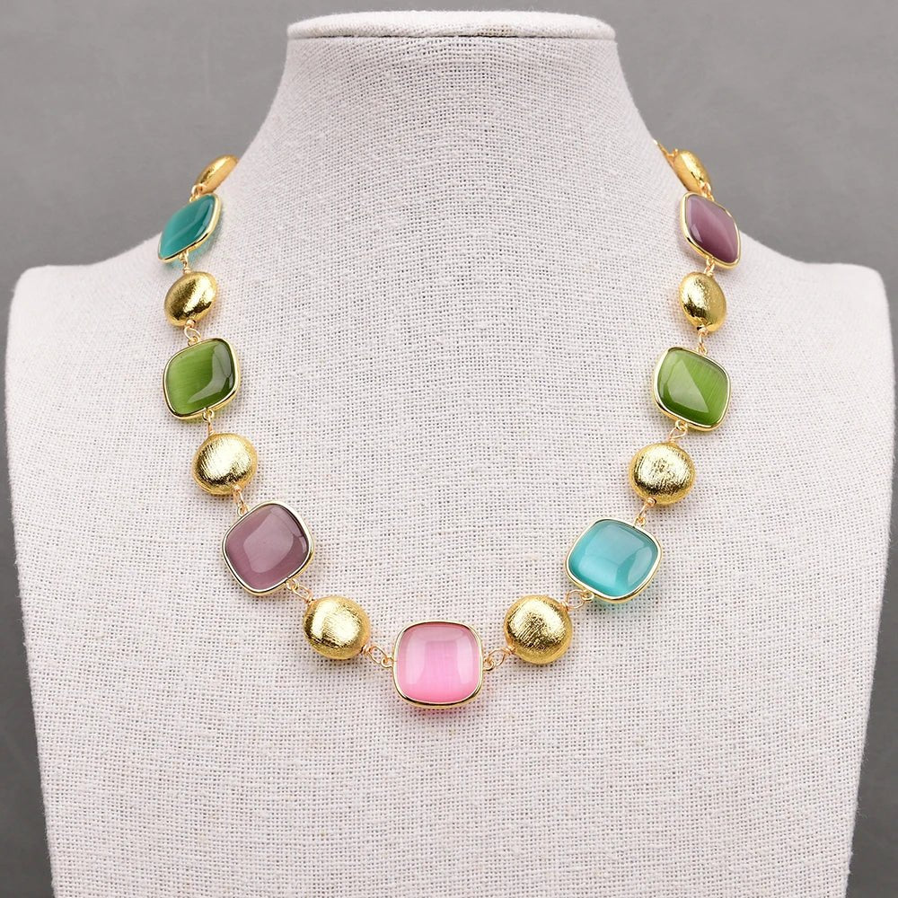 NecklacesGold Plated Natural Stones Beads Necklace - WS JewelleryNatural Stone ColelctionNecklace