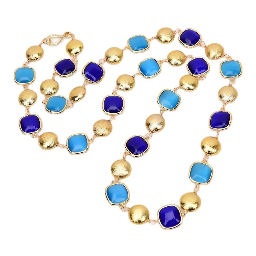 NecklacesGold Plated Natural Blue Cat Eye Necklace - WS JewelleryNatural Stone ColelctionNecklace