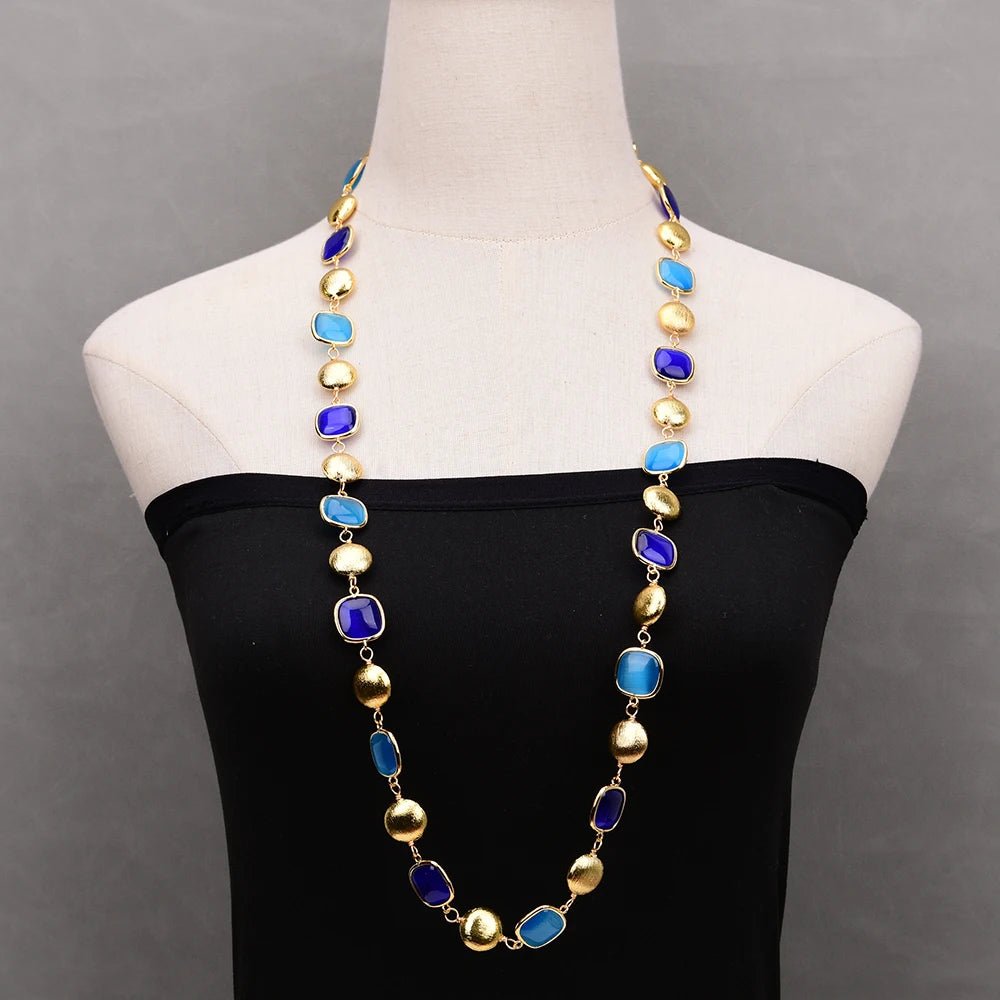 NecklacesGold Plated Natural Blue Cat Eye Necklace - WS JewelleryNatural Stone ColelctionNecklace